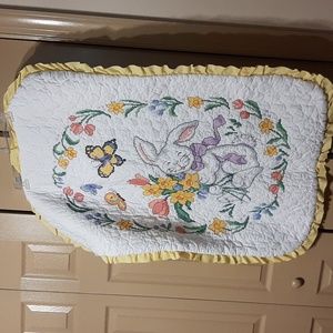 Needlepoint baby blanket w/rabbit